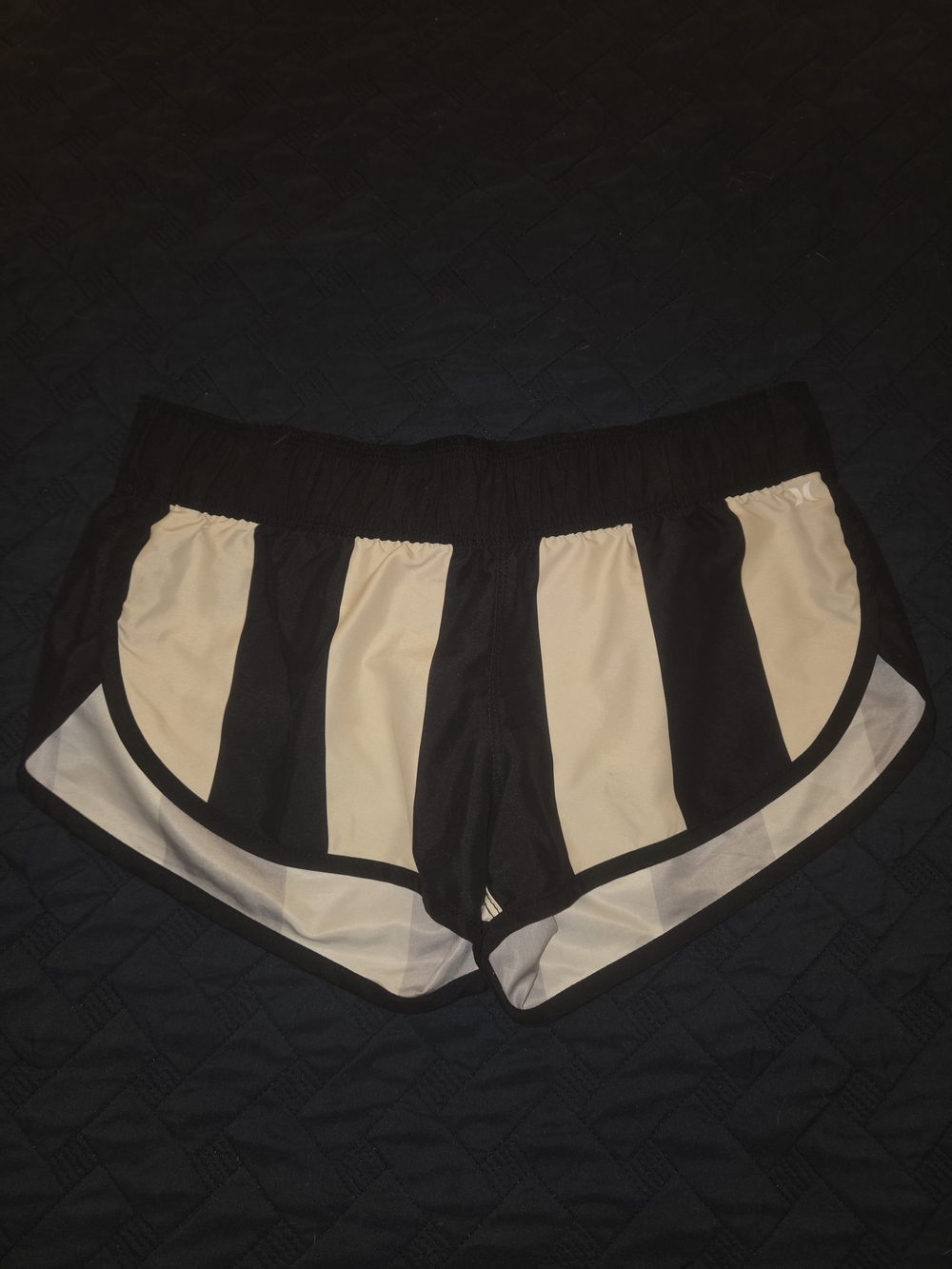 Hurley Black and Tan Striped Athletic Shorts